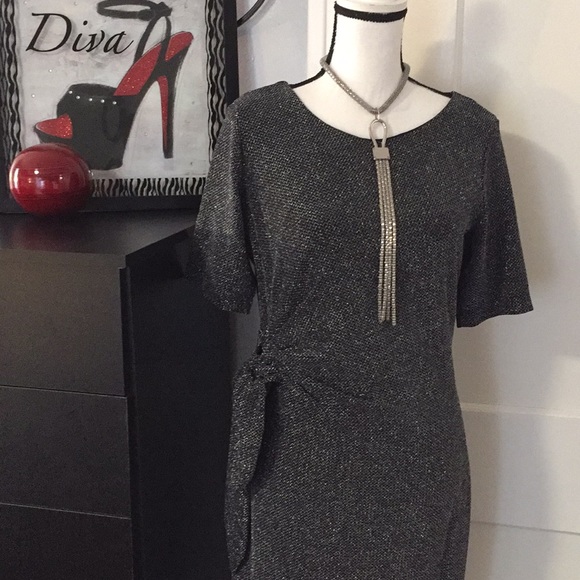 Black Silver Sparkle Dress Sz 10 - Picture 2 of 6